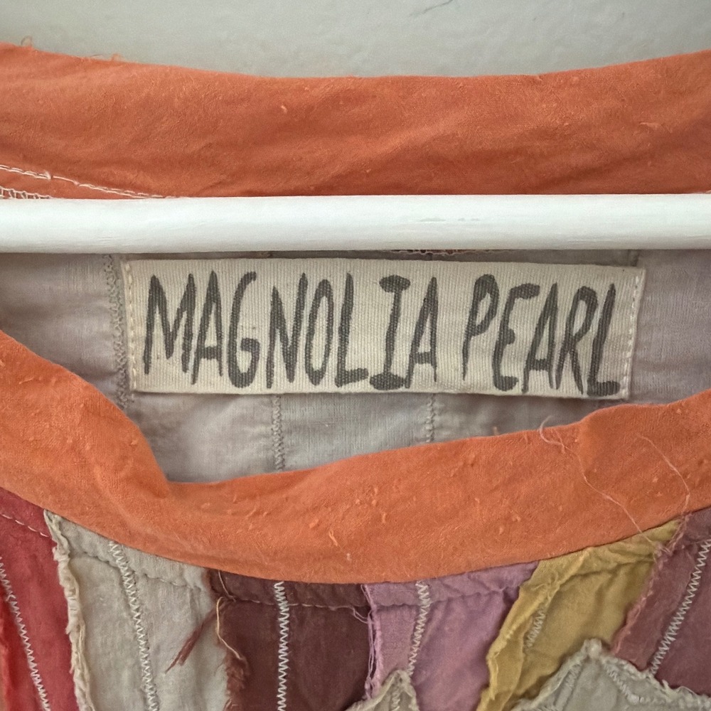 Magnolia Pearl Sunburst Star Patchwork Cotton Oversized Top Multicolor Boho OS - Picture 3 of 11